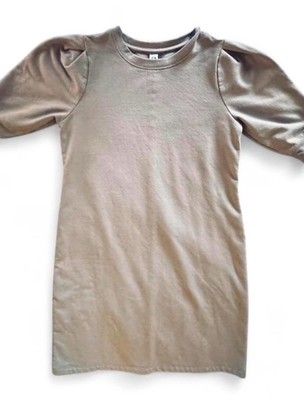 Women's Taupe Midi Puff-Sleeve Dress